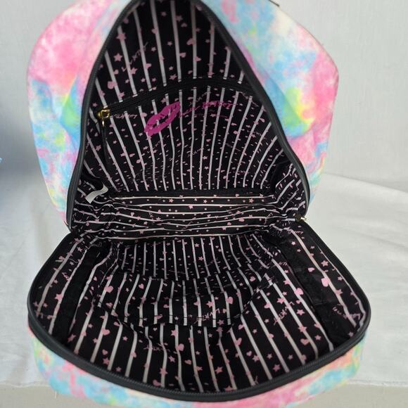 Betsey Johnson Floral Backpack Pink Blue 14" x 10" x 4" - Picture 4 of 12